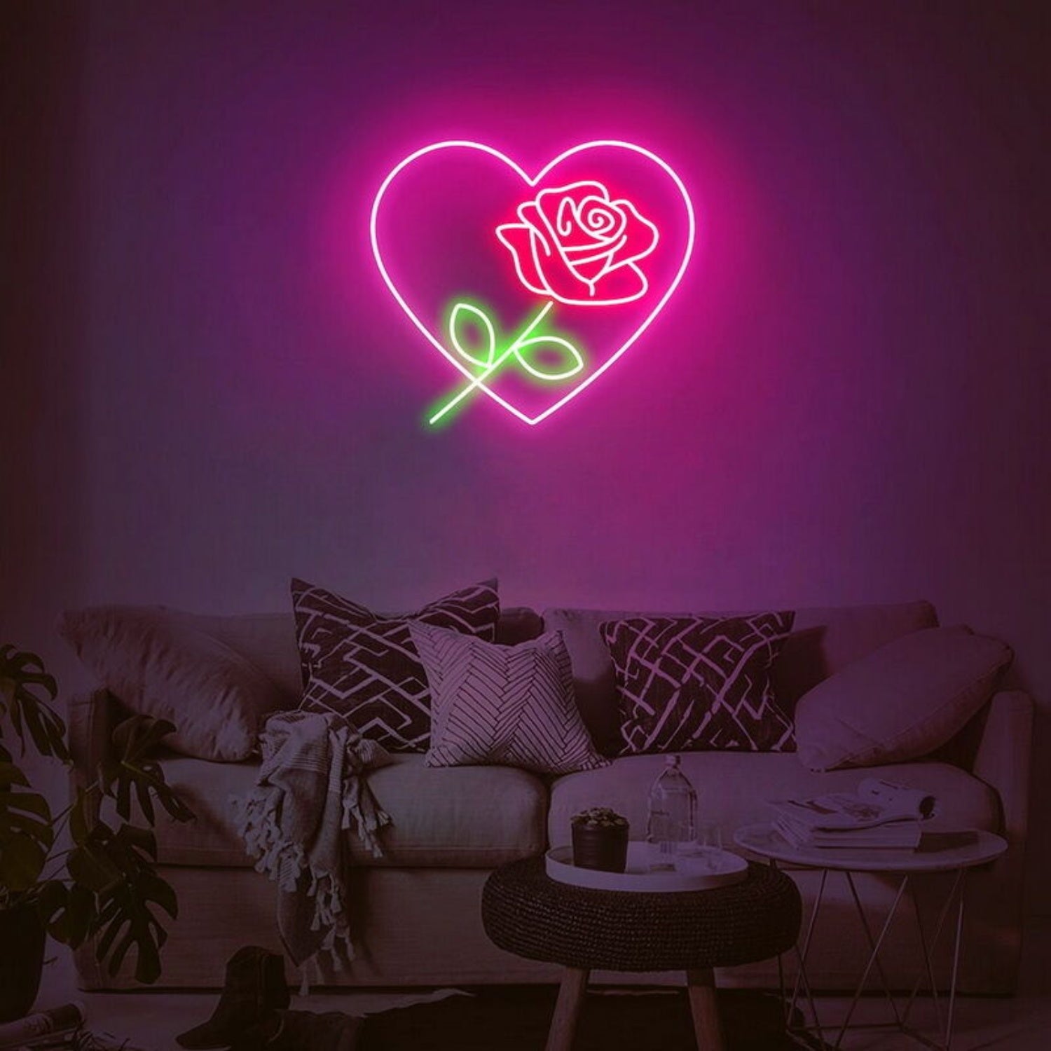 Love Heart Rose Neon Sign For Romantic And Elegant Spaces | Shineneon