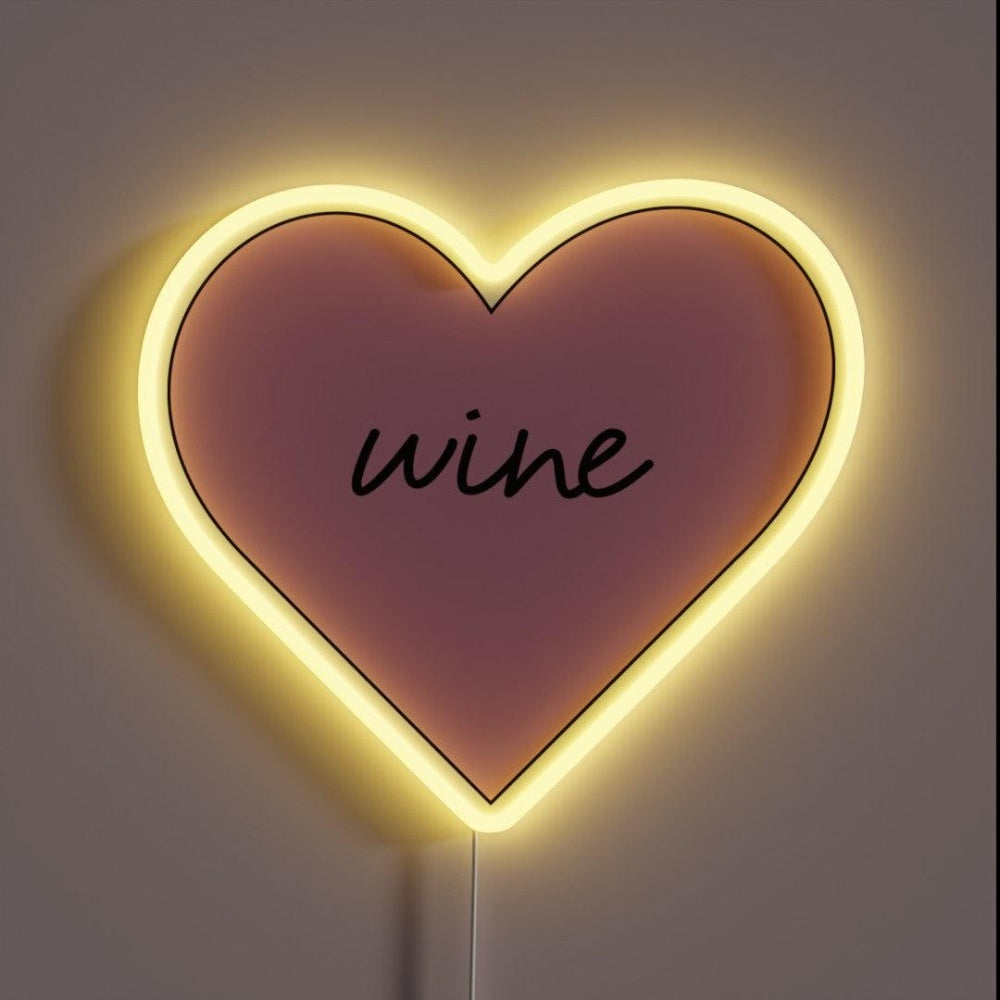 Love Heart Wine Rgb Led Neon Sign - Custom LED neon sign front view