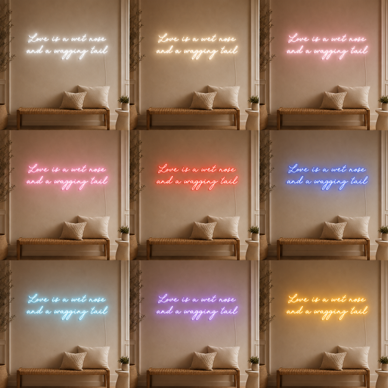 Love Is A Wet Nose And A Wagging Tail LED Neon Sign - 05 Color Grid