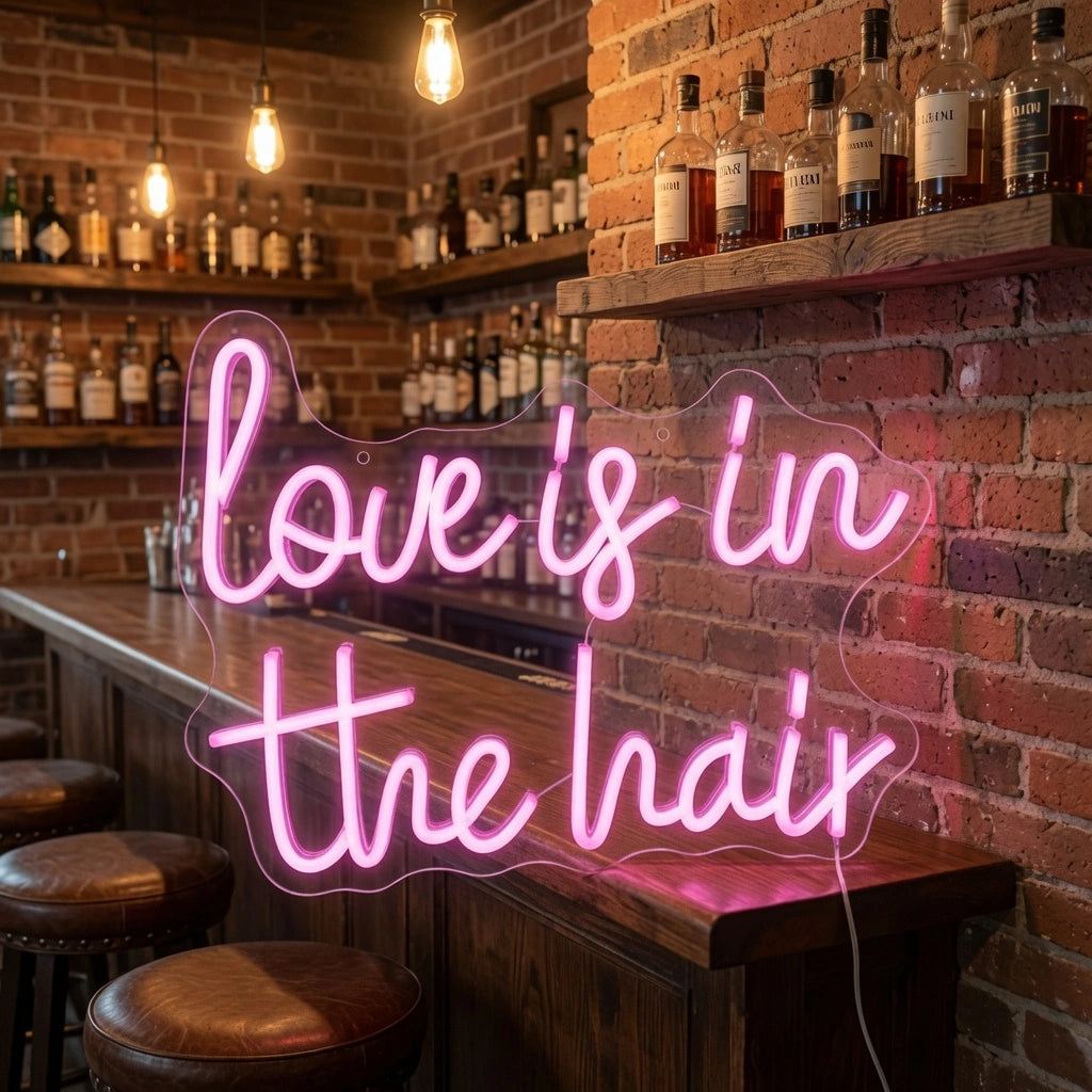 Love Is In The Hair LED Neon Sign Home Wall Art - 03 Real Lifestyle Scene