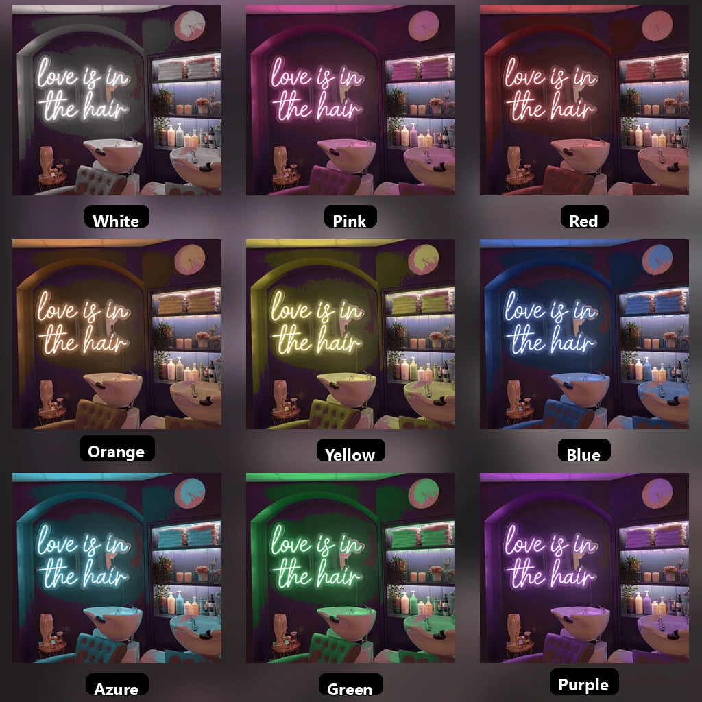 Love Is In The Hair LED Neon Sign Wall Neon Sign - 05 Color Grid