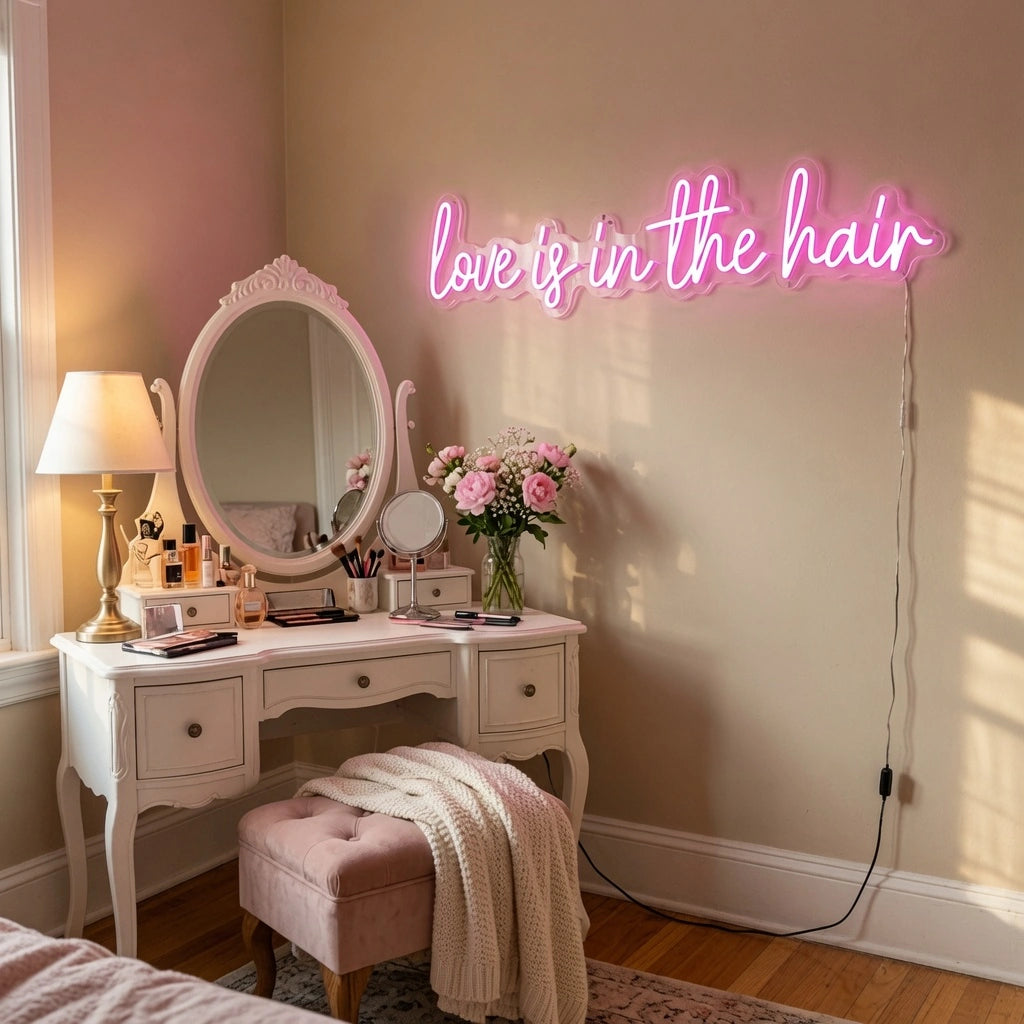 Love Is In The Hair Wall Decor LED Neon Sign - 03 Real Lifestyle Scene