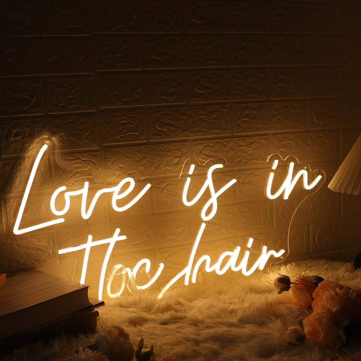 Love Is In The Hair Yellow Led Neon Sign For Beauty Salons | Shineneon
