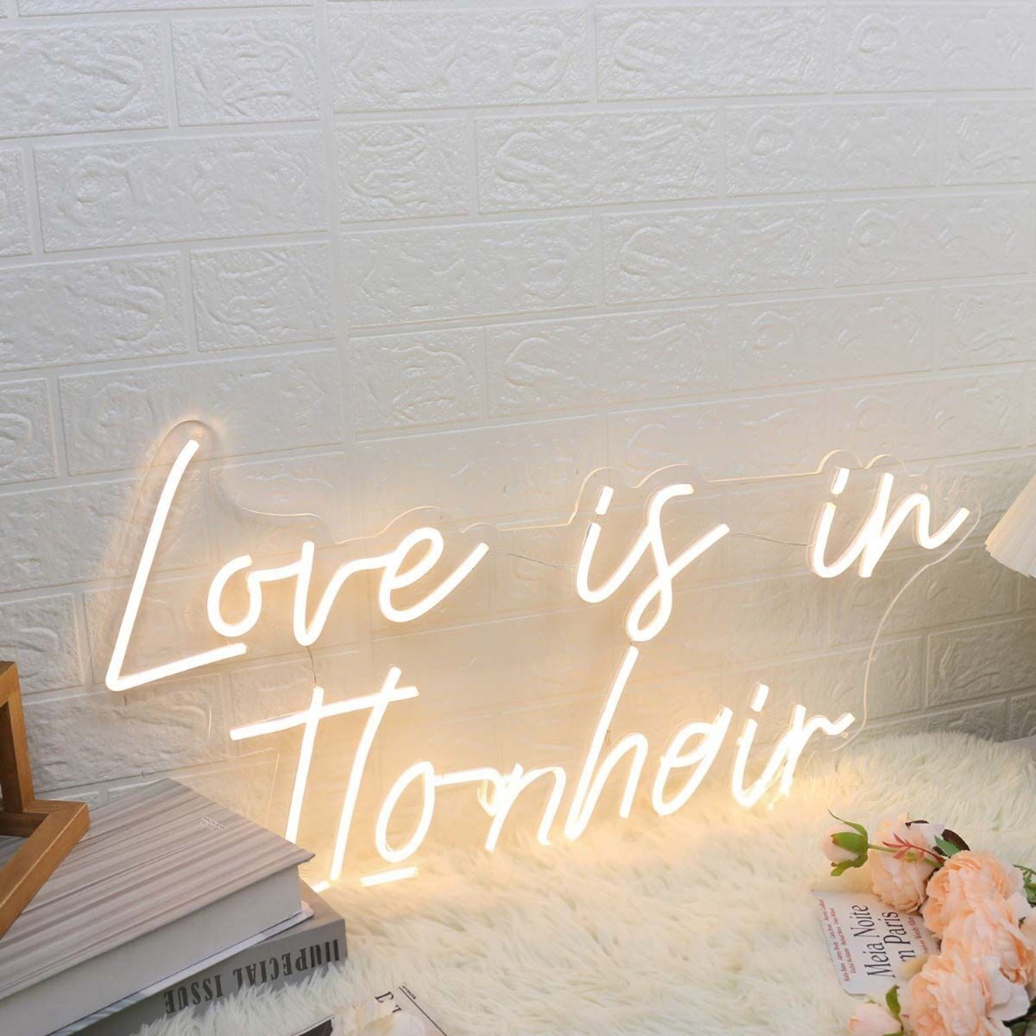 Love Is In The Hair Yellow Led Neon Sign For Beauty Salons | Shineneon
