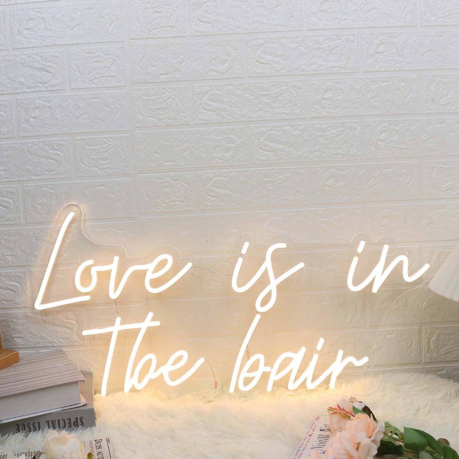 Love Is In The Hair Yellow Led Neon Sign For Beauty Salons | Shineneon