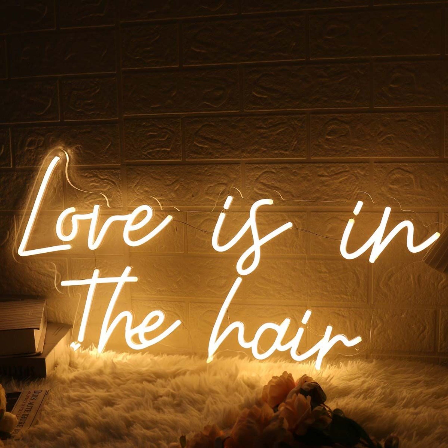 Love Is In The Hair Yellow Led Neon Sign For Beauty Salons | Shineneon
