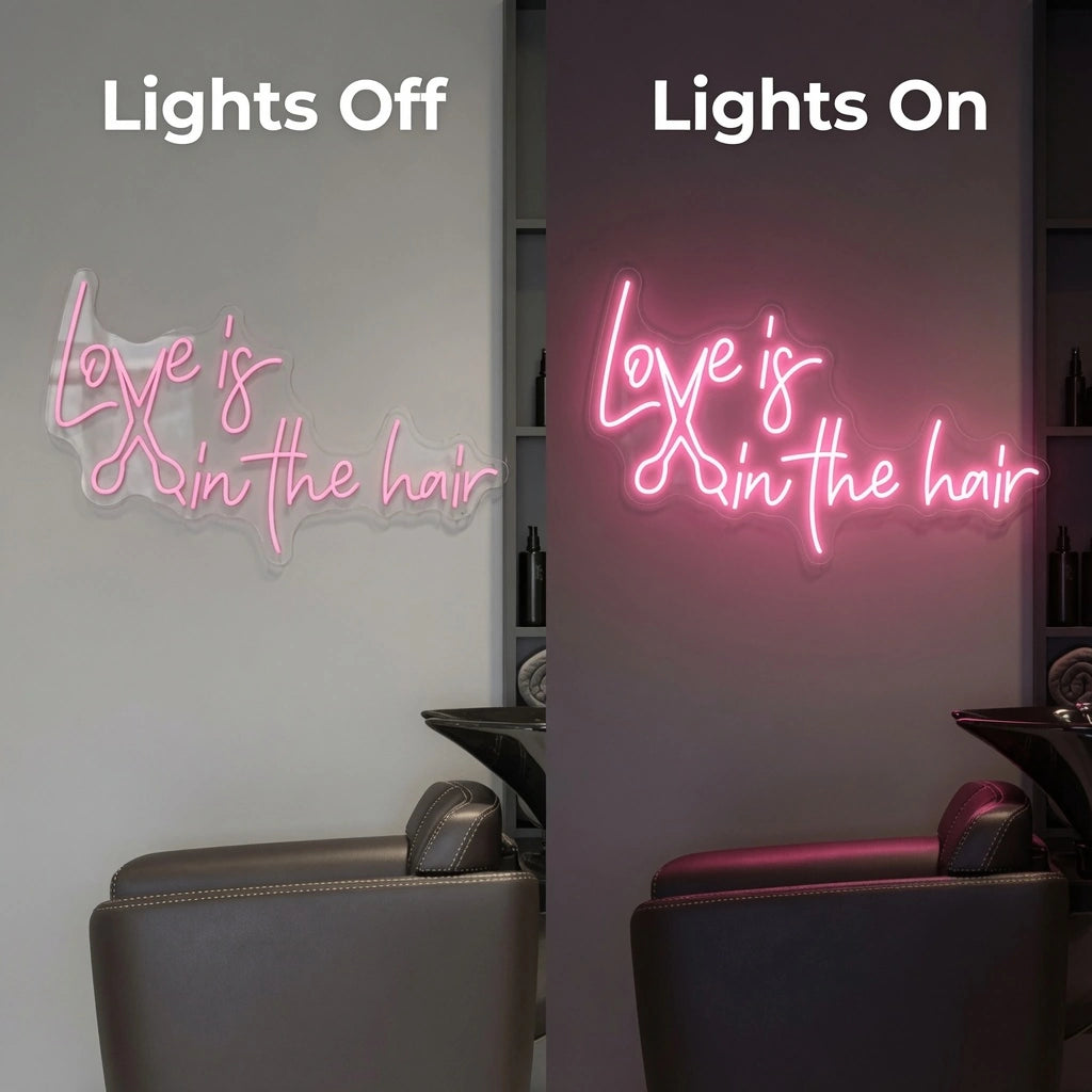 Love Is LED Neon Sign - 06 Day Night Comparison