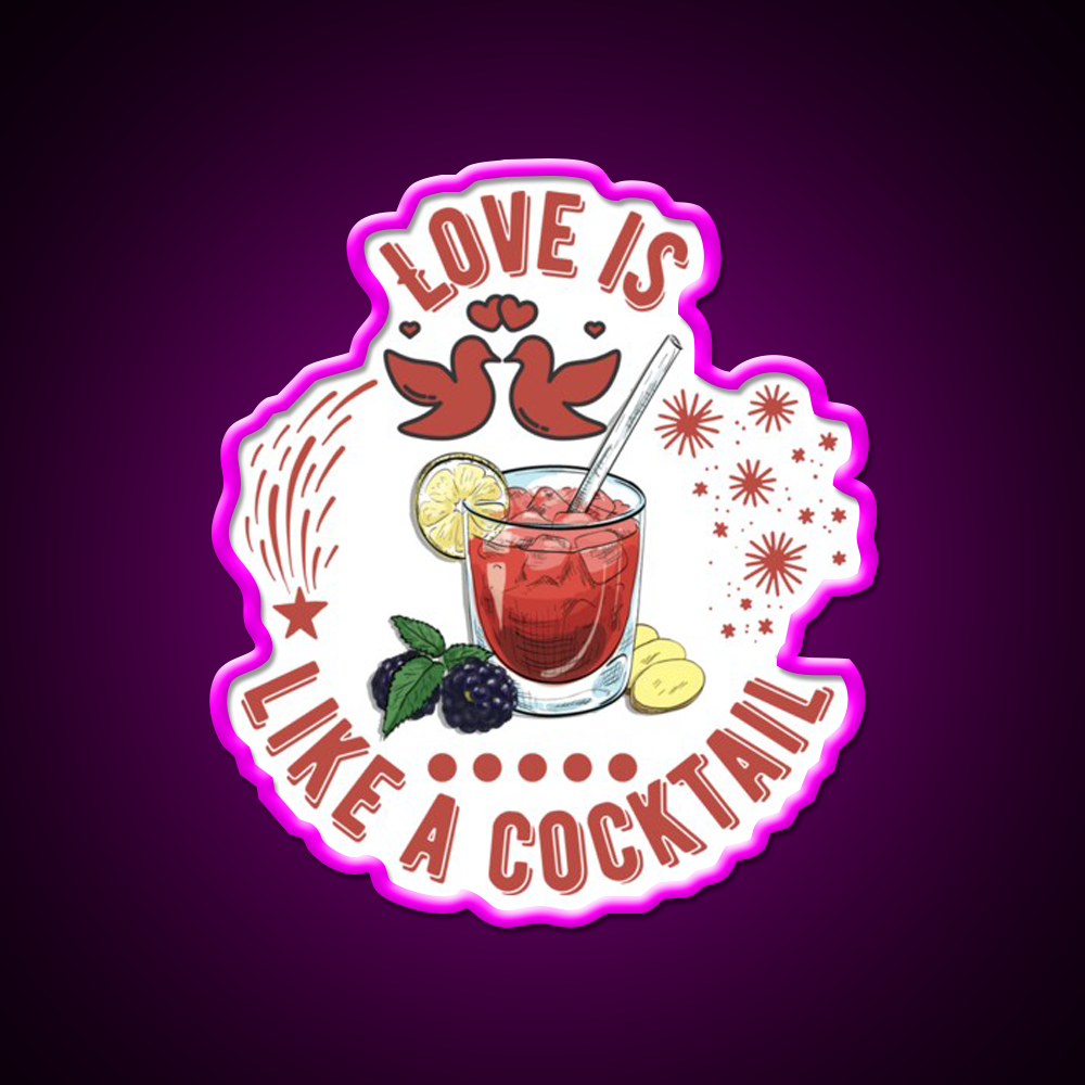 Love Is Like A Cocktail Quote Cocktail Bar Decor Led Neon Sign Rgb Color - Neon sign mounted on wall in room