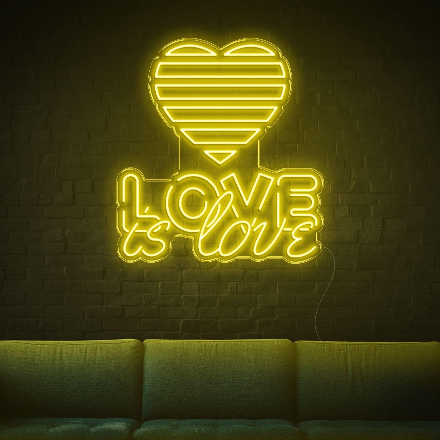Love Is Love Yellow Heart Led Neon Sign For Indoor Home Cafe Decor | Shineneon