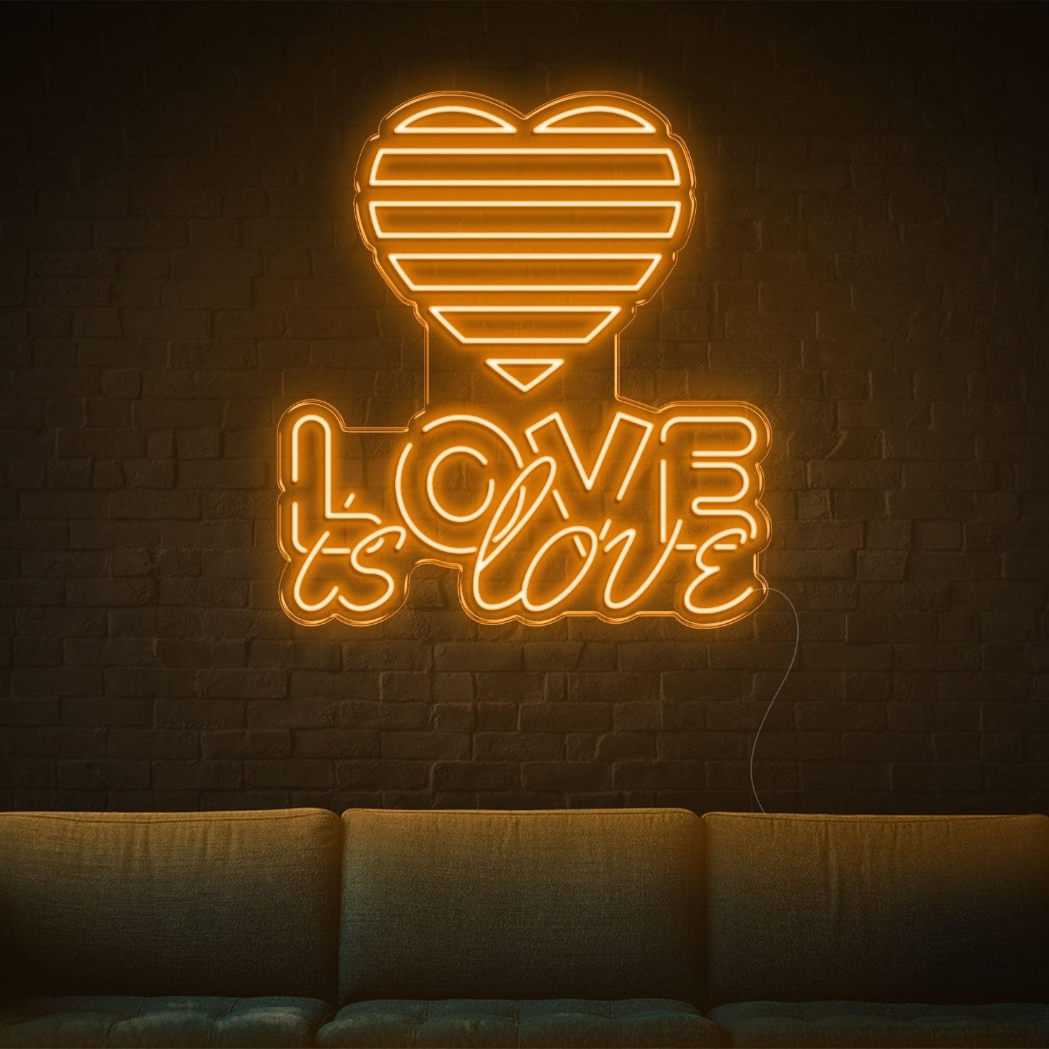 Love Is Love Yellow Heart Led Neon Sign For Indoor Home Cafe Decor | Shineneon
