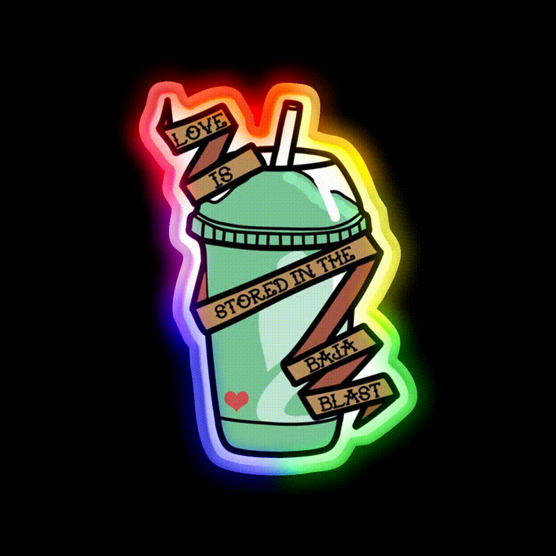 Love Is Stored In The Baja Blast Fast Food Led Neon Sign For Burger Place Rgb Color