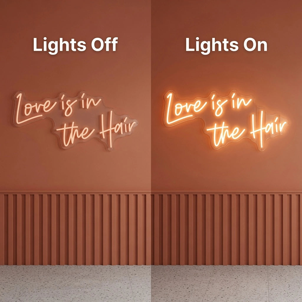 Love Is Wall Decor LED Neon Sign - 06 Day Night Comparison