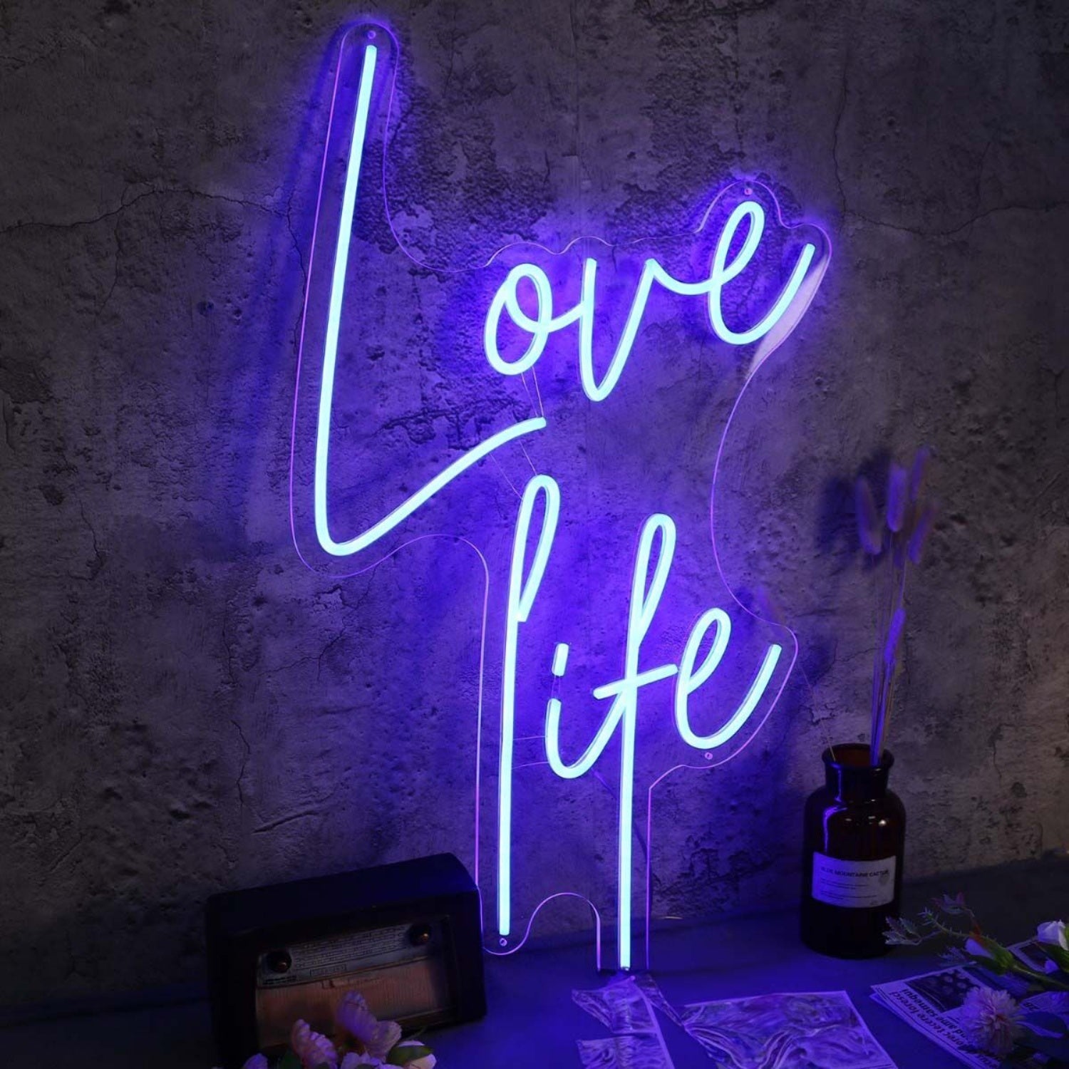 Love Life Blue Led Neon Sign - Shineneon