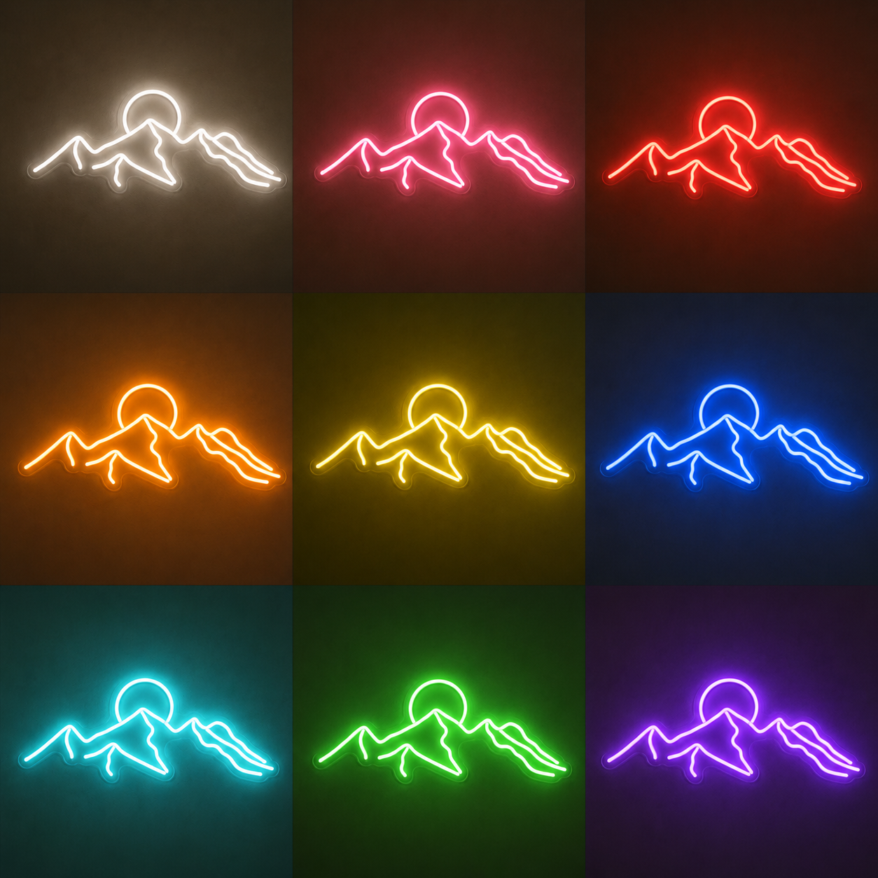 Love Mountain Script Bedroom LED Neon Sign color grid