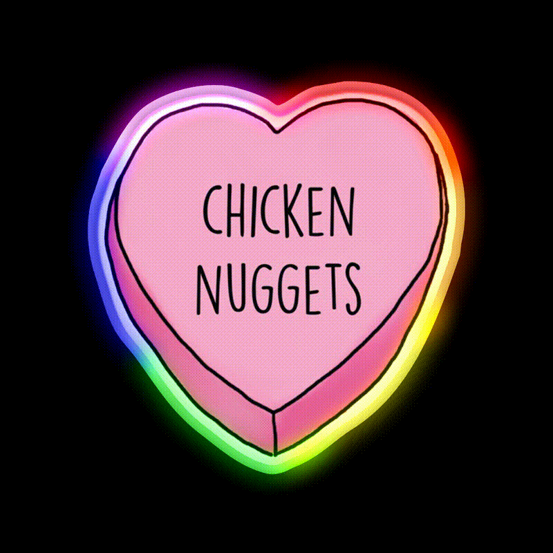 Love Nuggs Fast Food Led Neon Sign For Burger Place Rgb Color