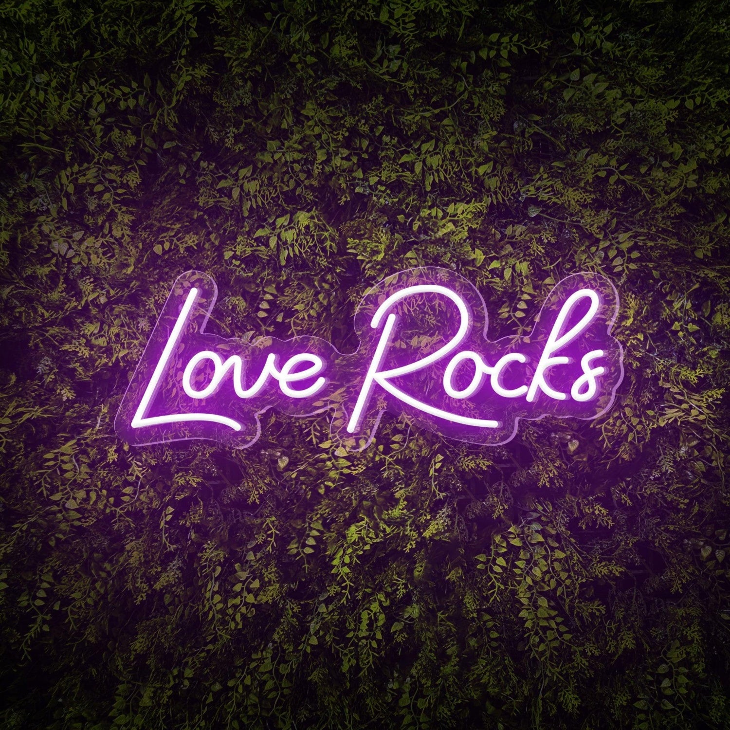 Love Rocks White Led Neon Sign For Weddings Green Wall Decor | Shineneon
