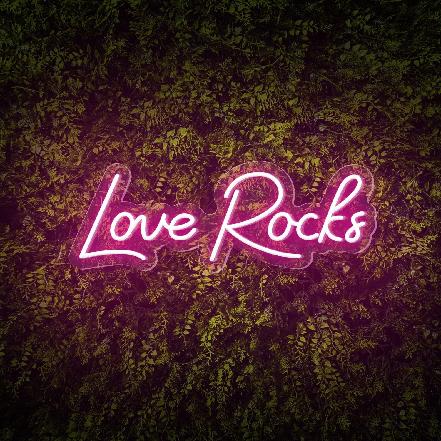 Love Rocks White Led Neon Sign For Weddings Green Wall Decor | Shineneon