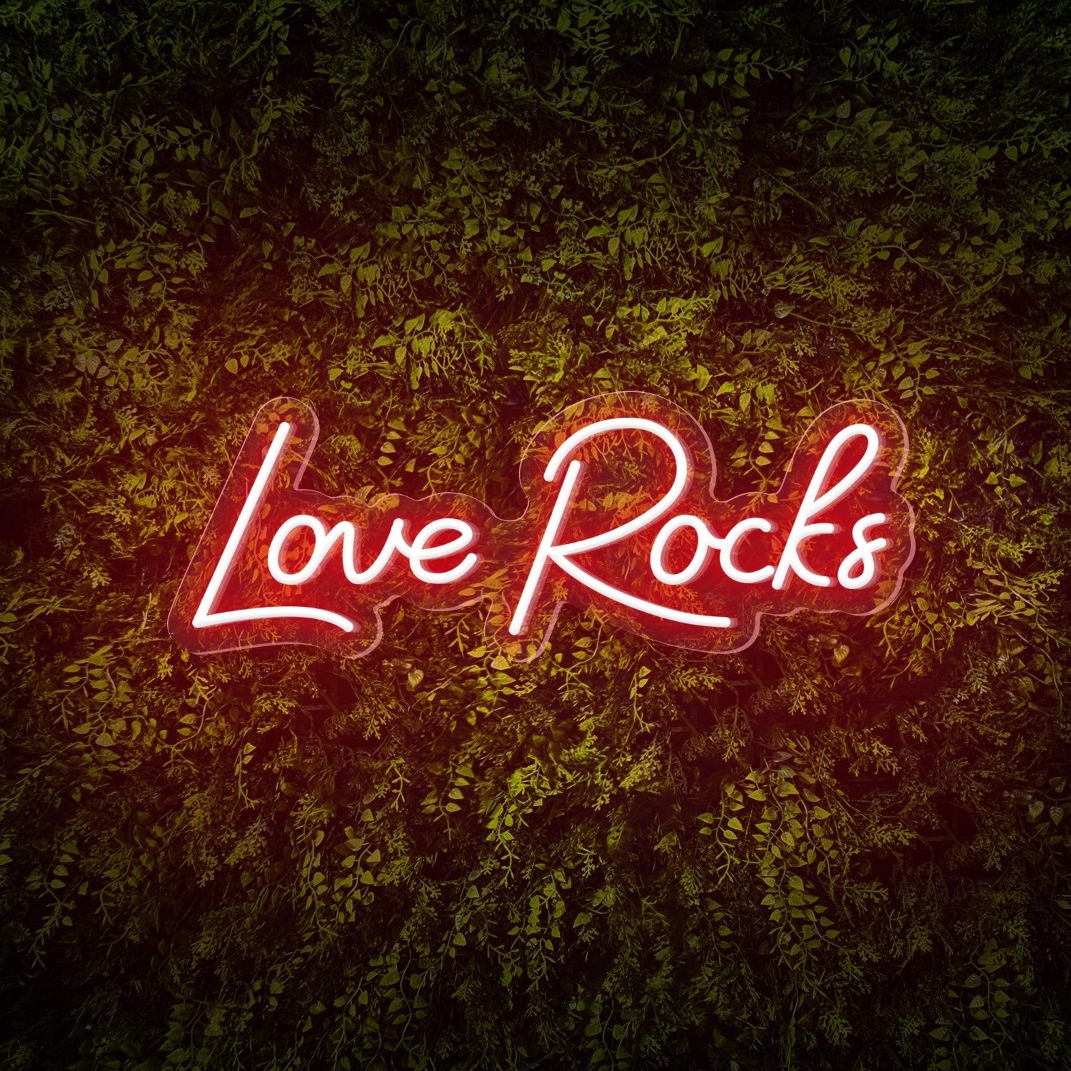 Love Rocks White Led Neon Sign For Weddings Green Wall Decor | Shineneon