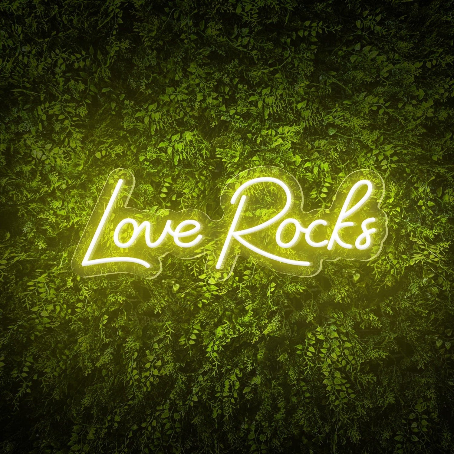 Love Rocks White Led Neon Sign For Weddings Green Wall Decor | Shineneon