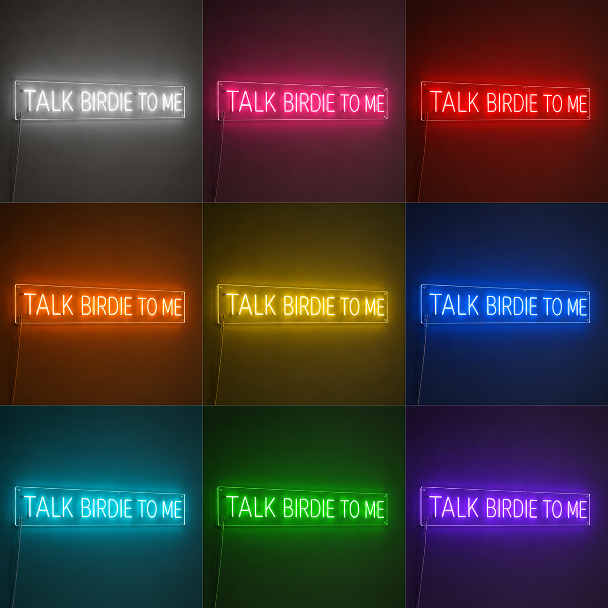 Love Script Basement Lounge LED Neon Sign color grid