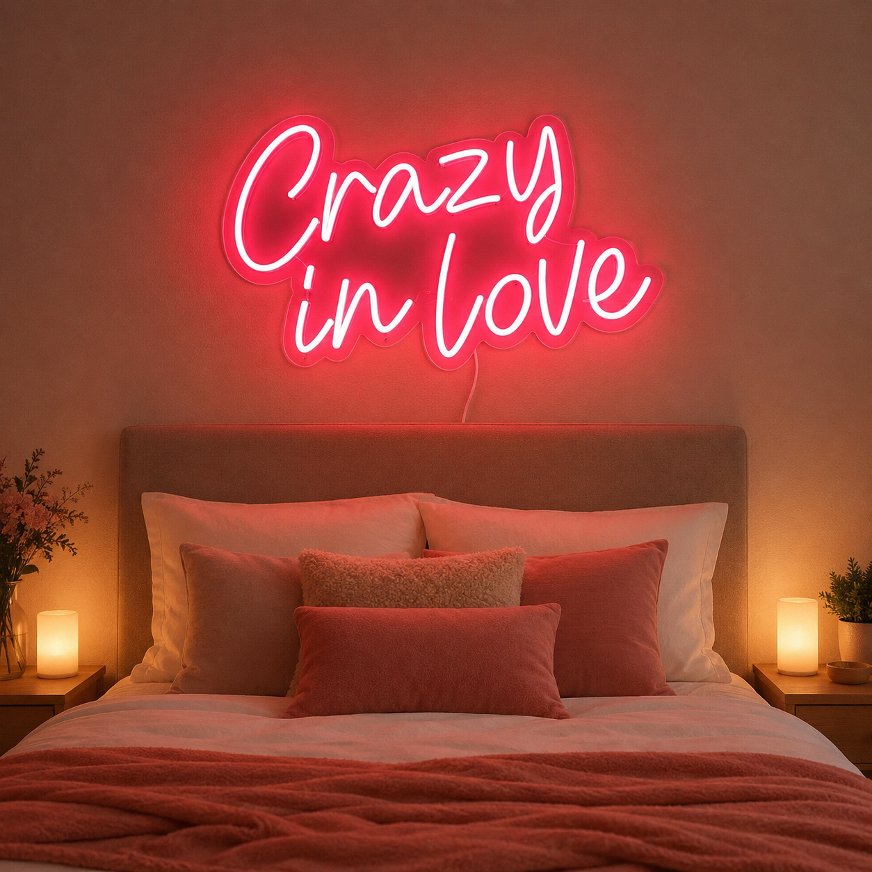 Love Script Bedroom Crazy LED Neon Sign Home Art main product image
