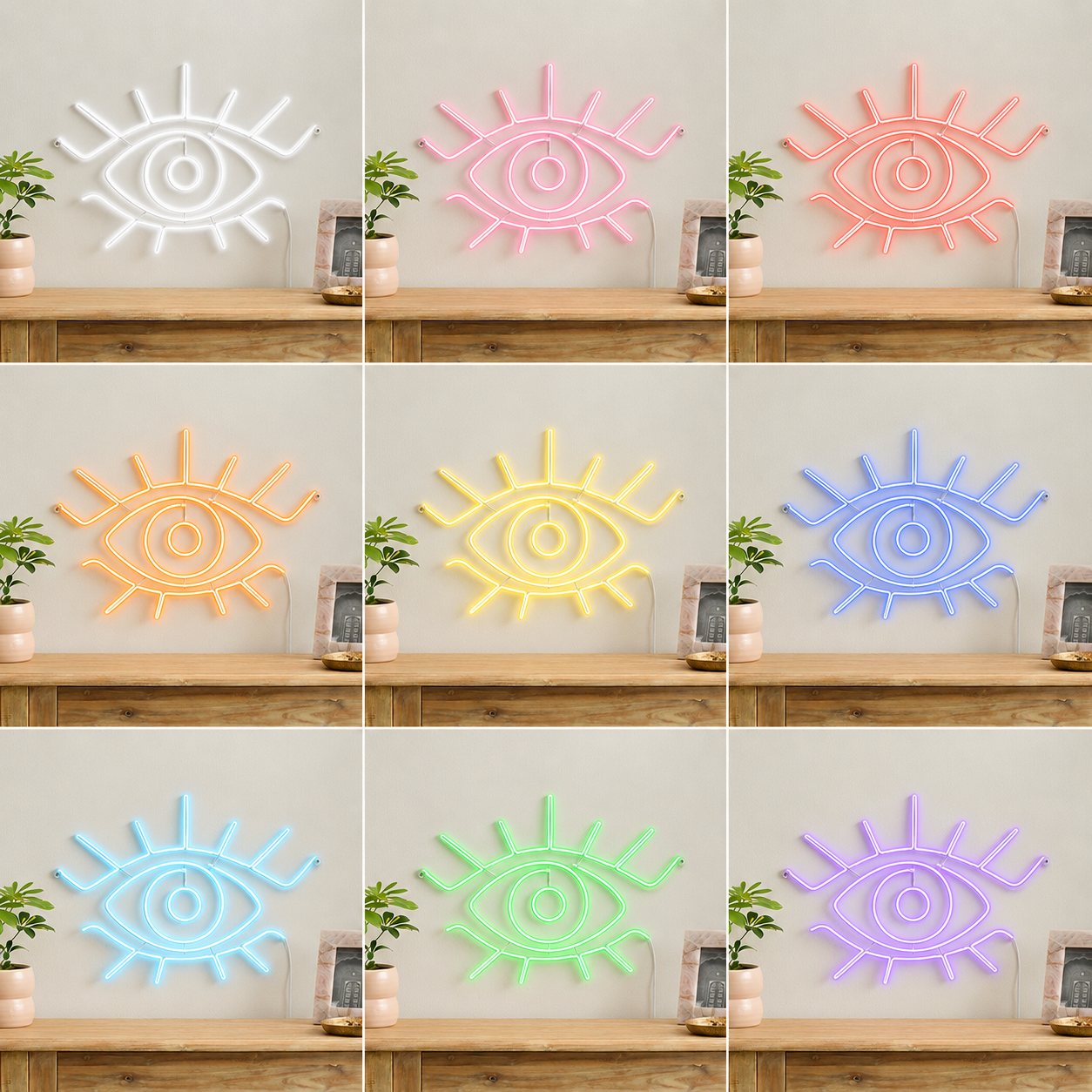 Love Script Bedroom White LED Neon Sign color grid