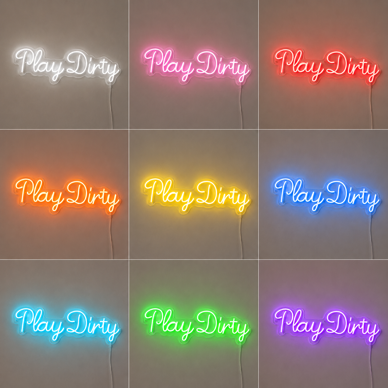 Love Script Room Decor LED Neon Sign Home Art color grid