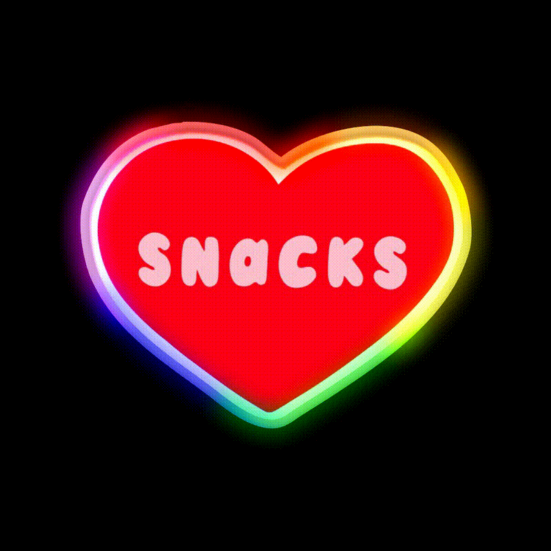 Love Snacks Snack Food Led Neon Sign Rgb Color - LED neon sign close-up detail