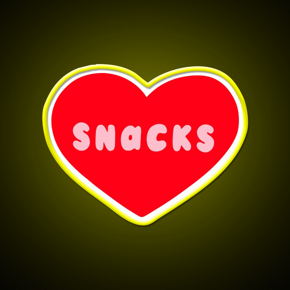 Love Snacks Snack Food Led Neon Sign Rgb Color - Custom LED neon sign front view