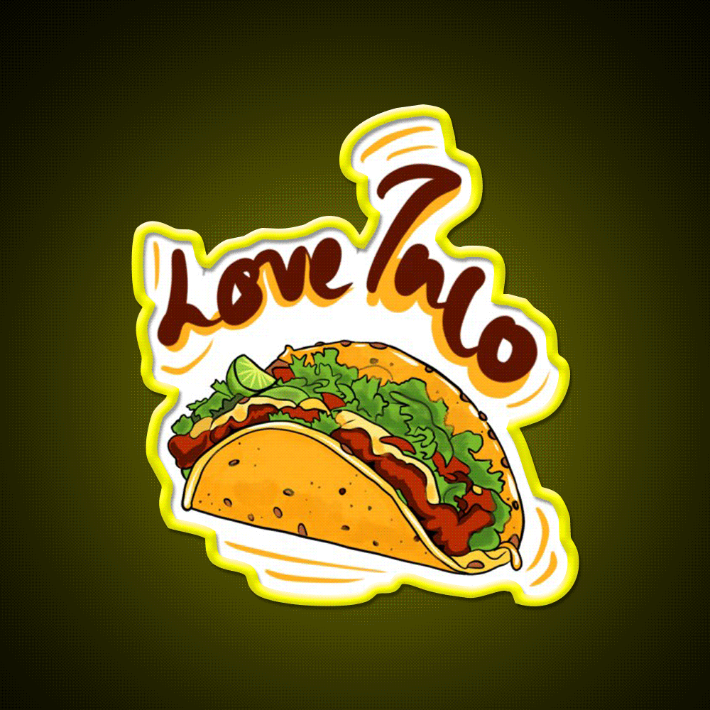 Love Taco Led Neon Sign Mexican Food Sign Rgb Color - Custom LED neon sign front view