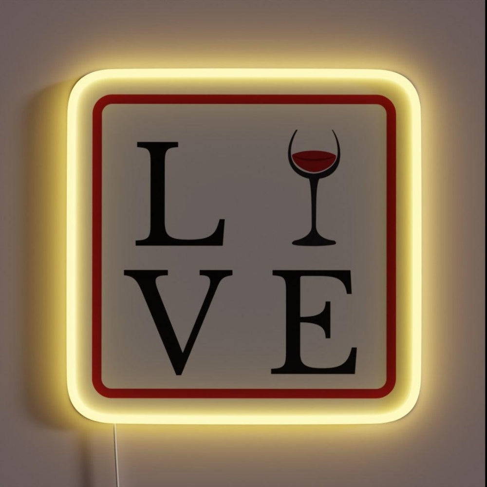 Love Wine Rgb Led Neon Sign Restaurant Wall Art - Custom LED neon sign front view