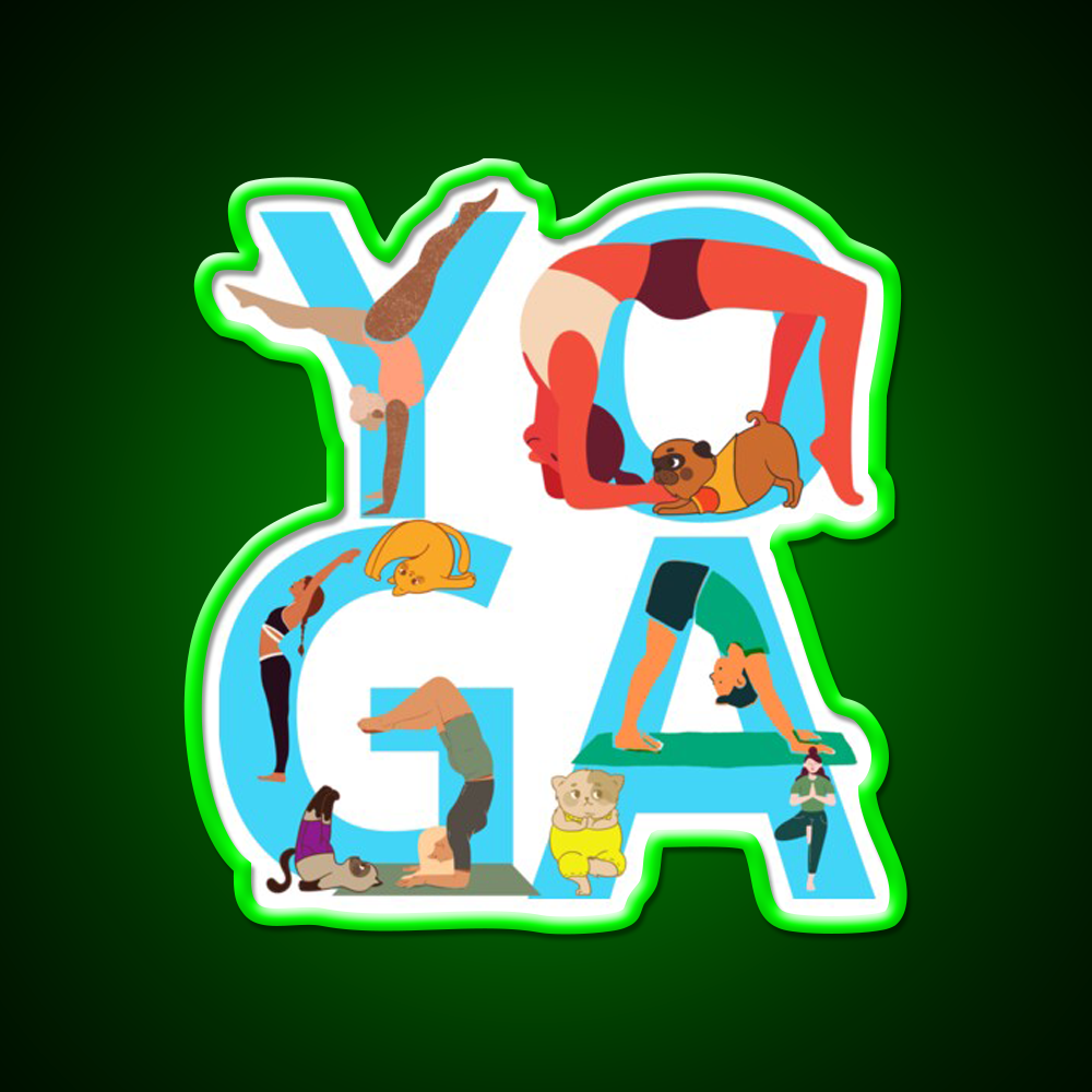 Love Yoga And Dog Yoga Dog Lovers Gifts Yoga Led Neon Sign Rgb Color