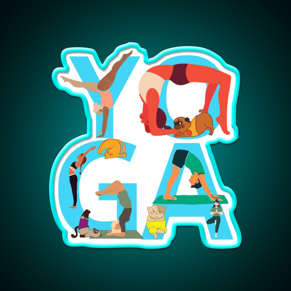 Love Yoga And Dog Yoga Dog Lovers Gifts Yoga Led Neon Sign Rgb Color - Shineneon