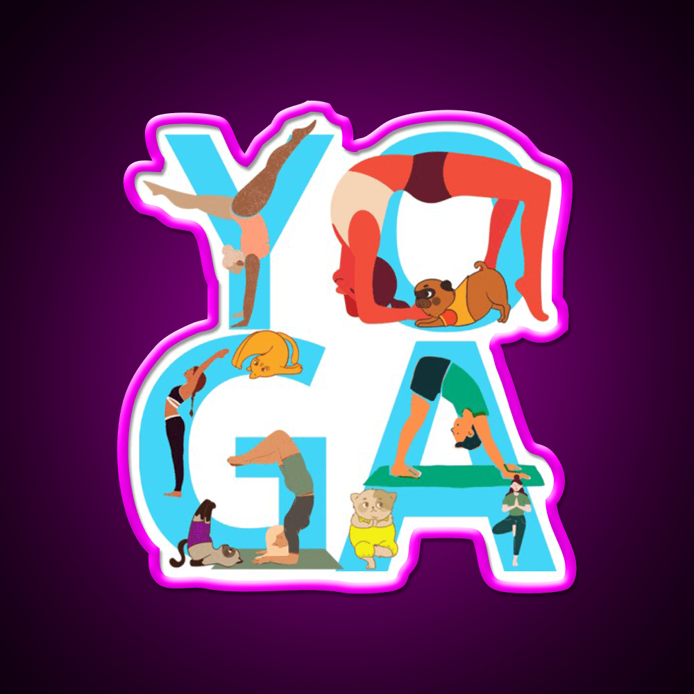 Love Yoga And Dog Yoga Dog Lovers Gifts Yoga Led Neon Sign Rgb Color - Shineneon