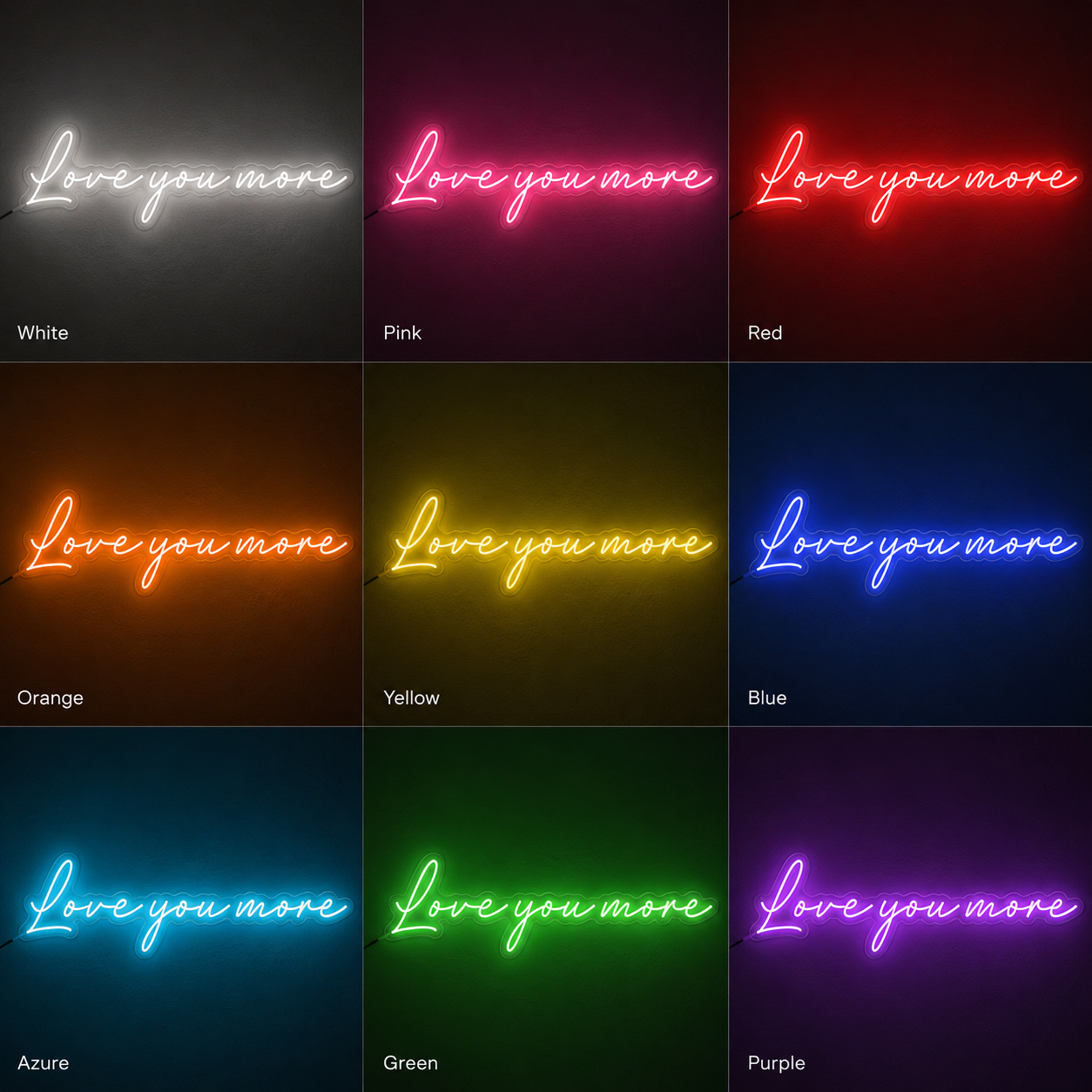 Love You More Wall Decor LED Neon Sign - 05 Color Grid
