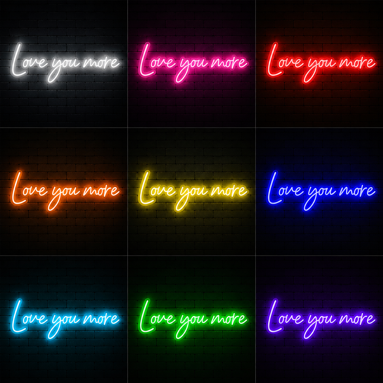 Love You More Wall Decor Room Decor LED Neon Sign - 06 Day Night Comparison
