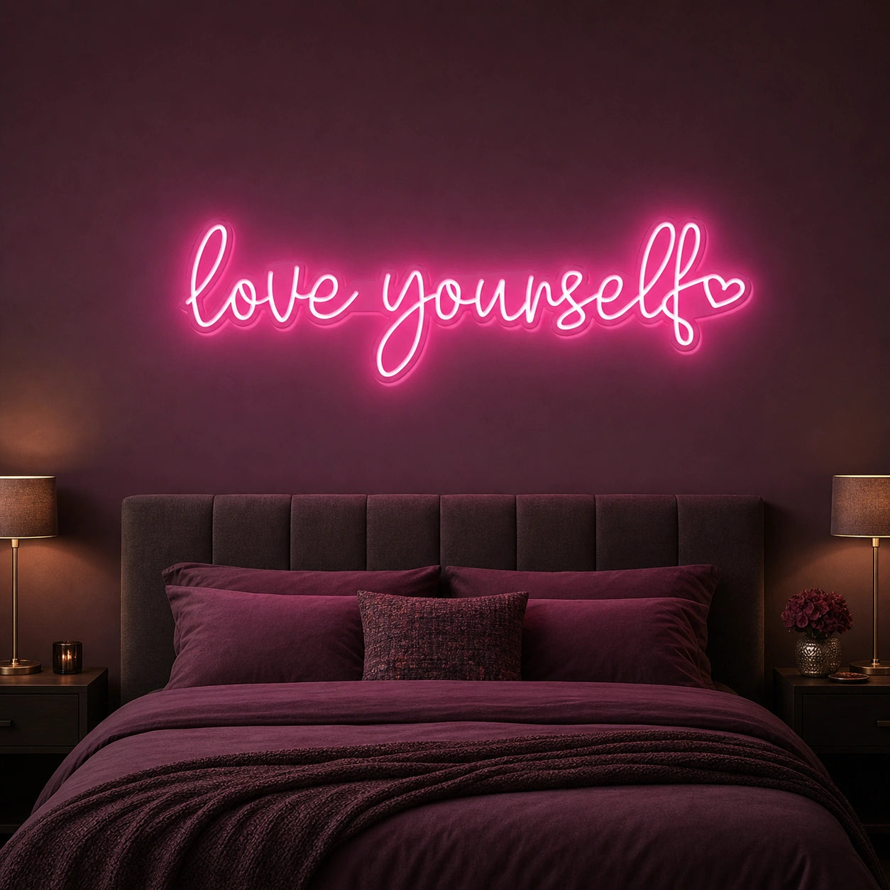 Love Yourself LED Neon Sign Garage Neon Sign real lifestyle scene
