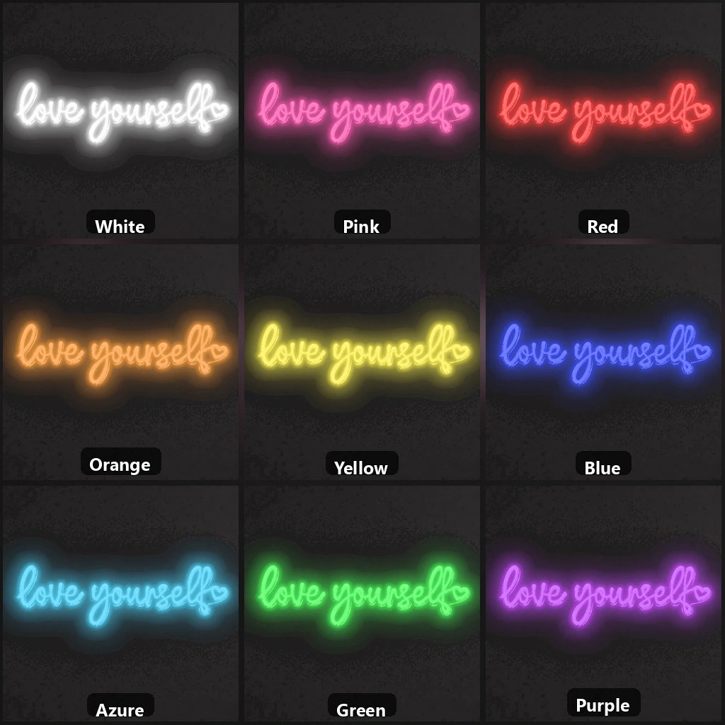 Love Yourself LED Neon Sign Garage Neon Sign color grid