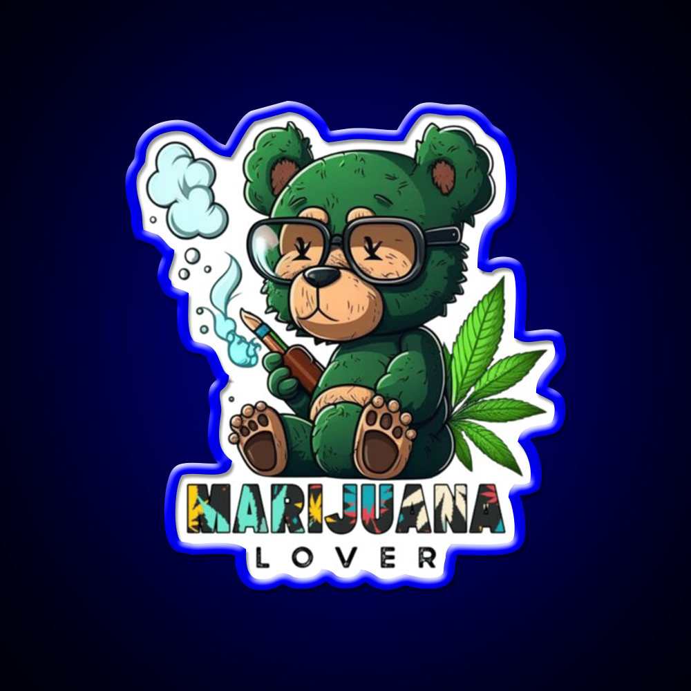 Lover Bear Smoke Weed Hemp Inspired Green Leaf Led Neon Sign Rgb Color - LED neon sign view 5