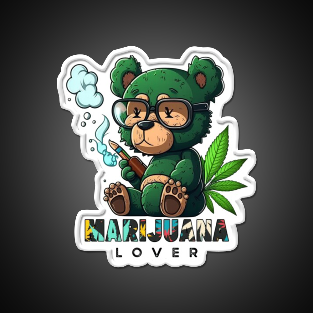 Lover Bear Smoke Weed Hemp Inspired Green Leaf Led Neon Sign Rgb Color - LED neon sign view 11