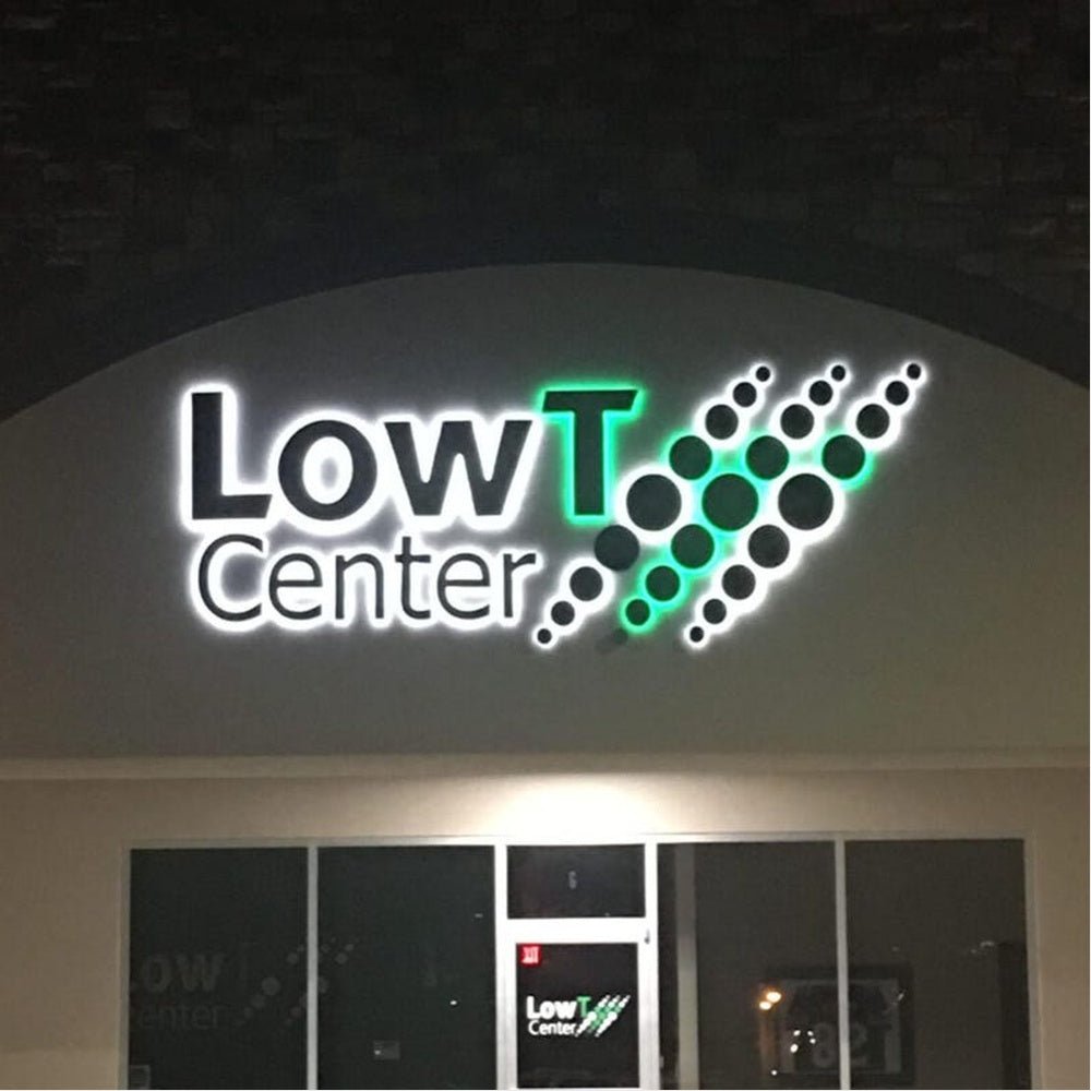 Low T Center With Logo 3D Frontlit And Backlit Channel Letter Led Light Sign - Shineneon