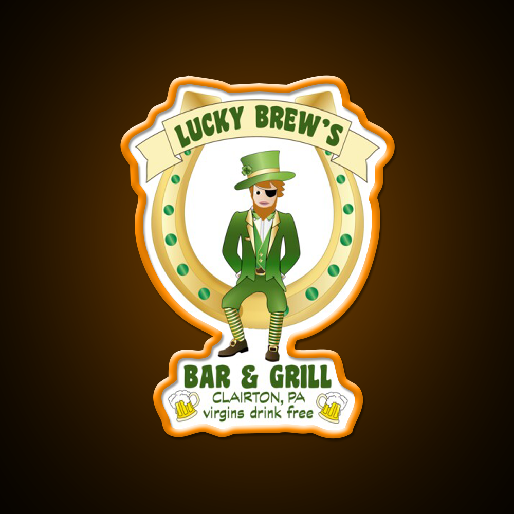 Lucky Brews Bar Man Cave Bar Led Neon Sign Rgb Color