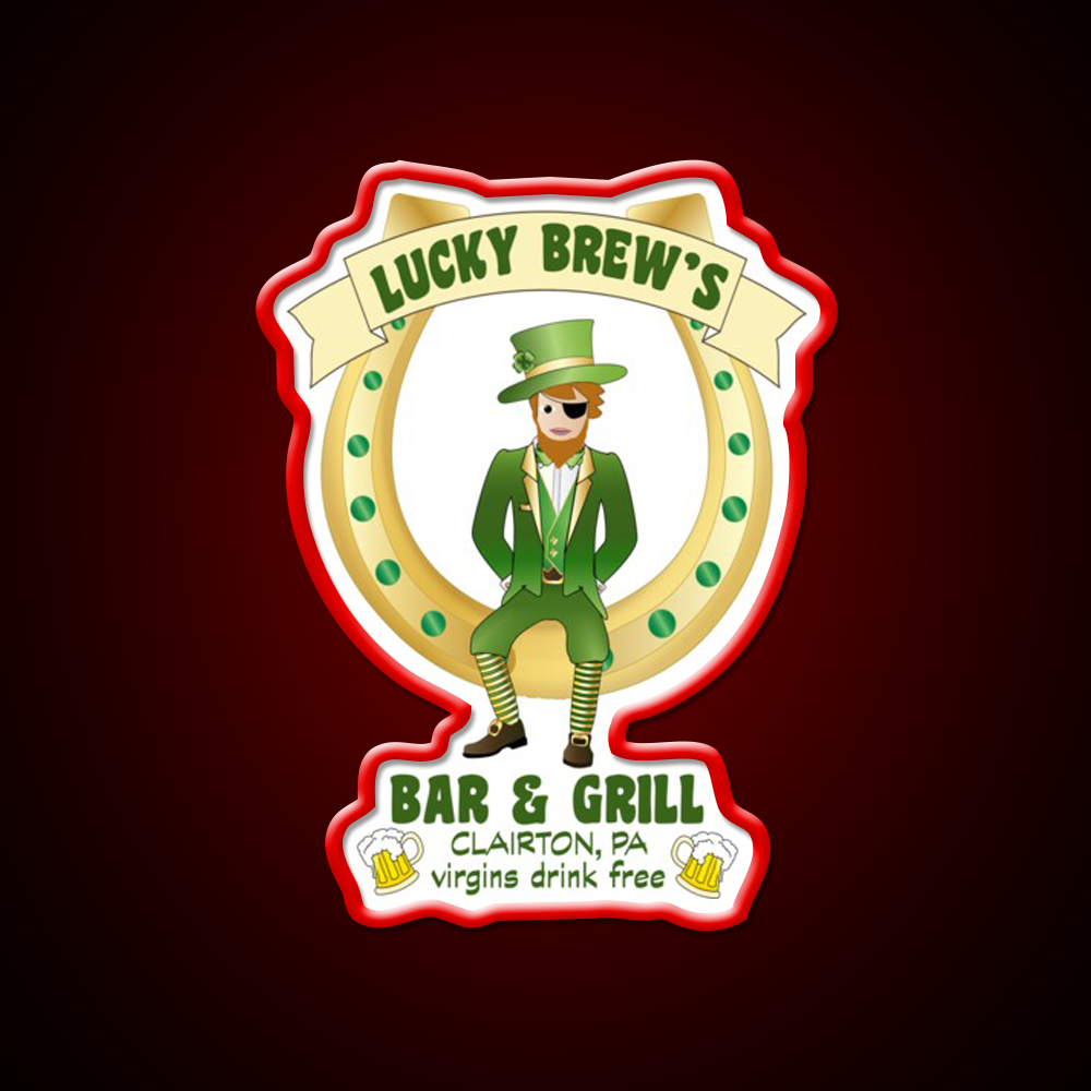 Lucky Brews Bar Man Cave Bar Led Neon Sign Rgb Color