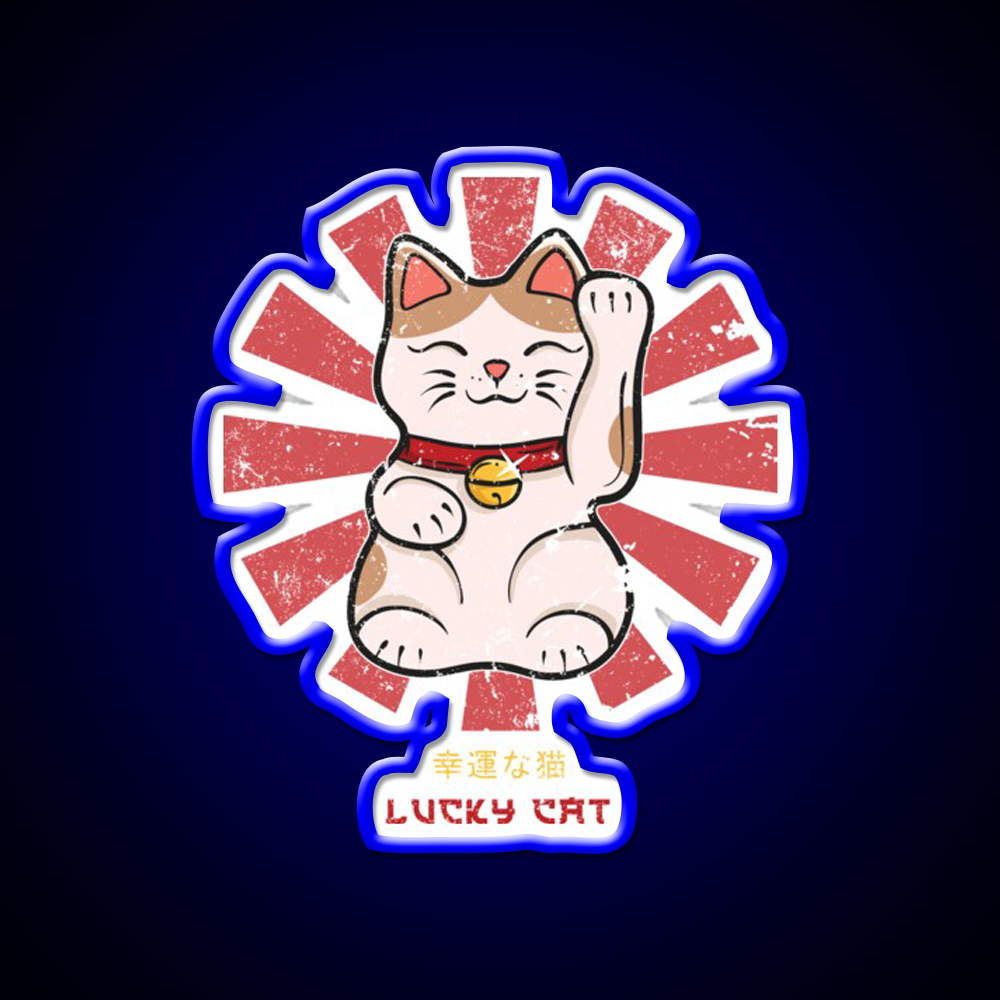Lucky Cat Retro Japanese Led Neon Sign Chinese Food Rgb Color