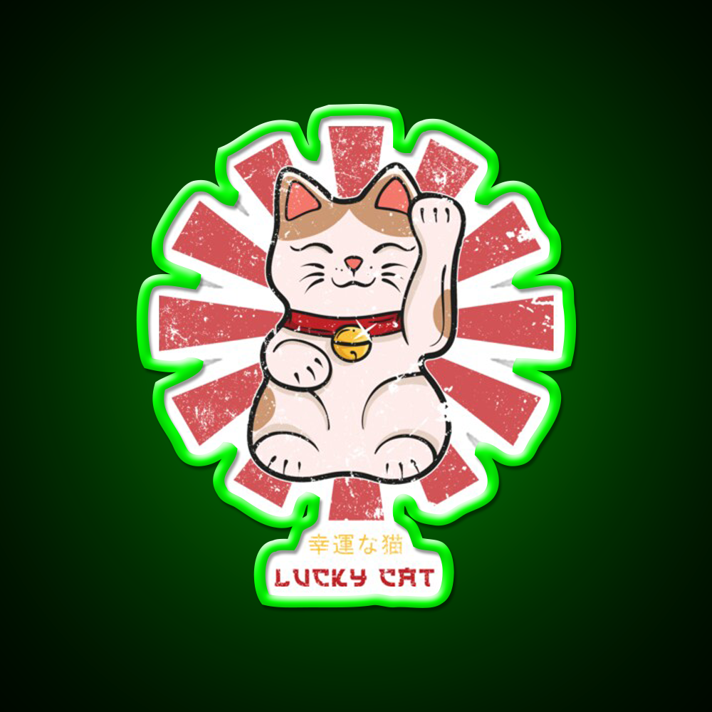 Lucky Cat Retro Japanese Led Neon Sign Chinese Food Rgb Color