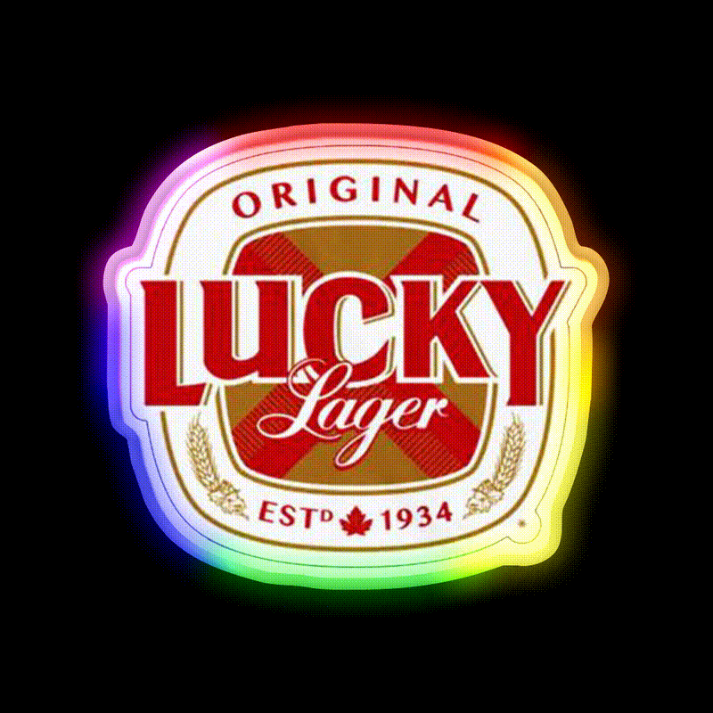 Lucky Lager San Francisco Beer Logo Beer Bar Decor Led Neon Sign Rgb Color - LED neon sign close-up detail