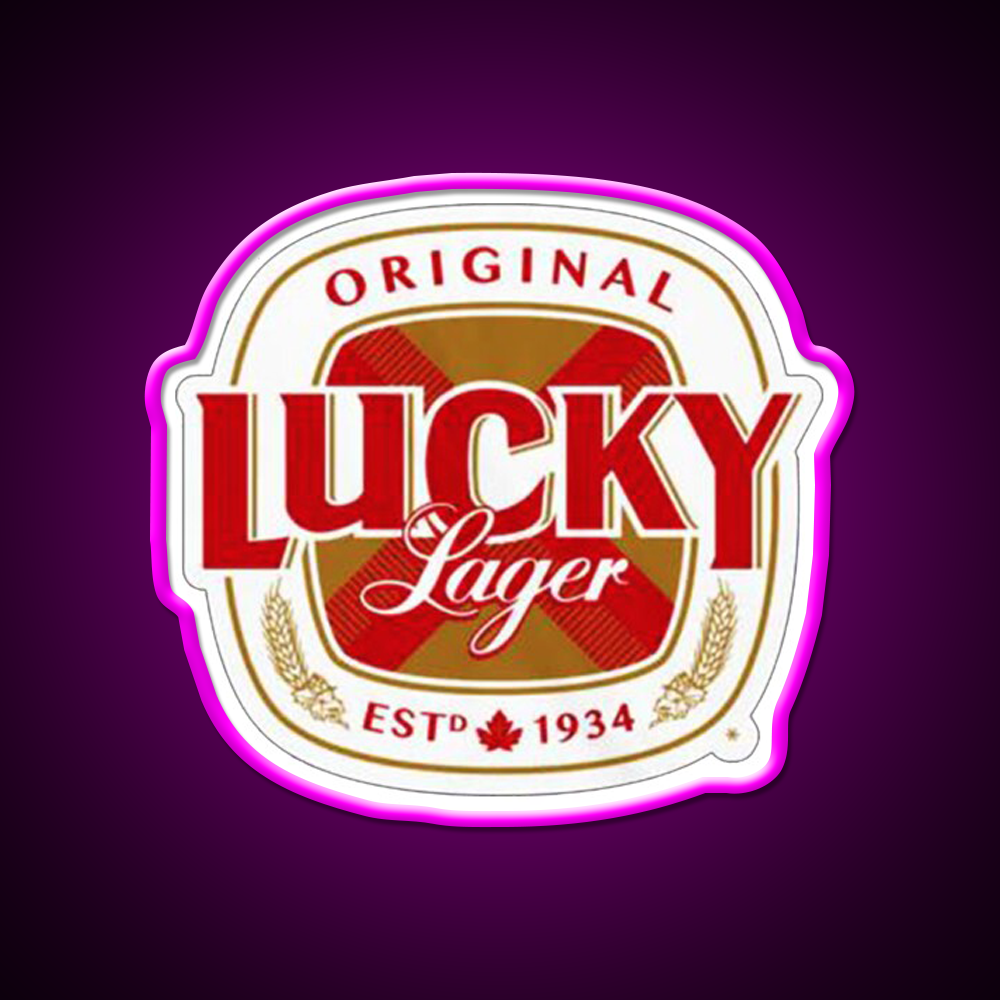 Lucky Lager San Francisco Beer Logo Beer Bar Decor Led Neon Sign Rgb Color - Neon sign mounted on wall in room
