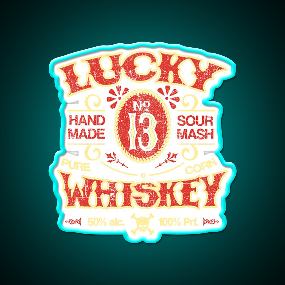 Lucky Whiskey Distressed And Faded Whiskey Drink Bar Led Neon Sign Rgb Color
