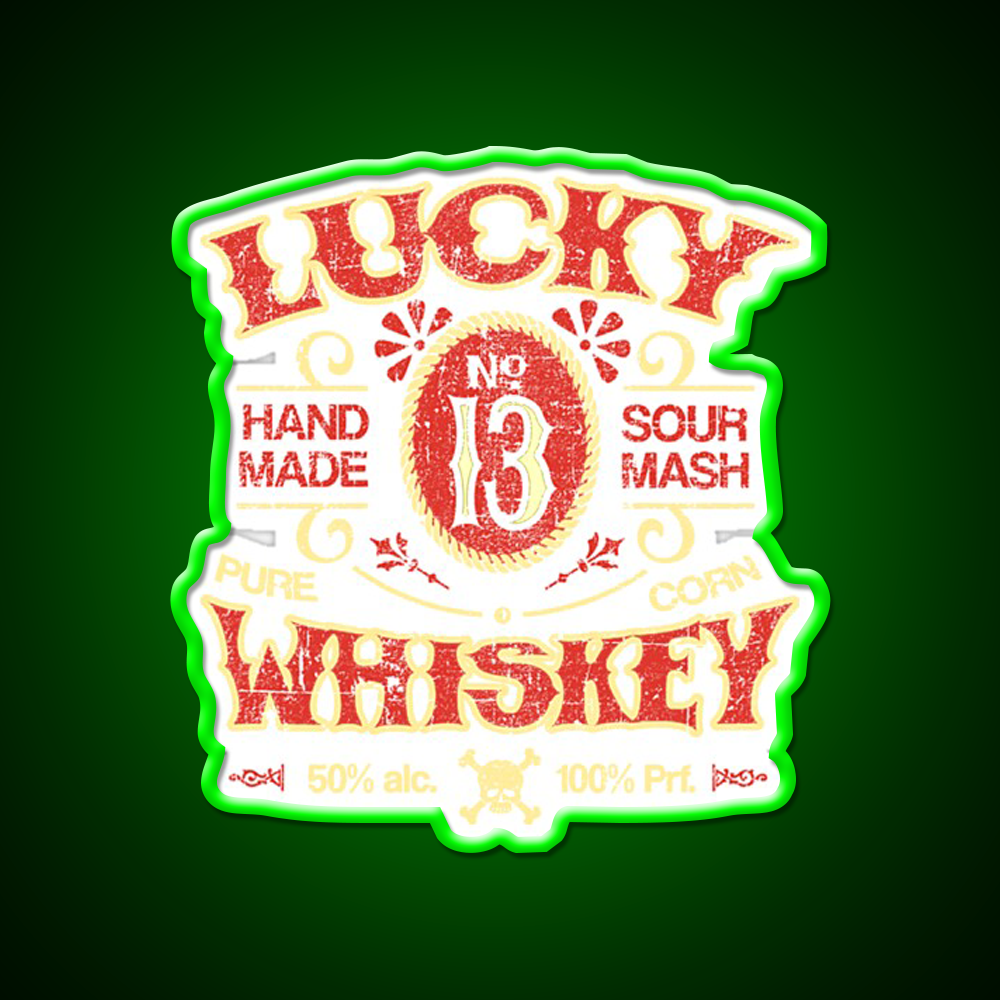 Lucky Whiskey Distressed And Faded Whiskey Drink Bar Led Neon Sign Rgb Color