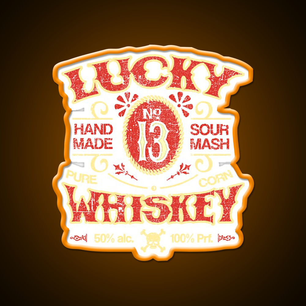 Lucky Whiskey Distressed And Faded Whiskey Drink Bar Led Neon Sign Rgb Color